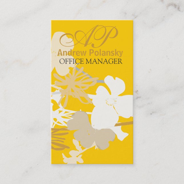 Foral Dogwood  Spring  Monogram Business Card (Front)
