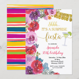 Foral Surprise Fiesta Birthday Invitation