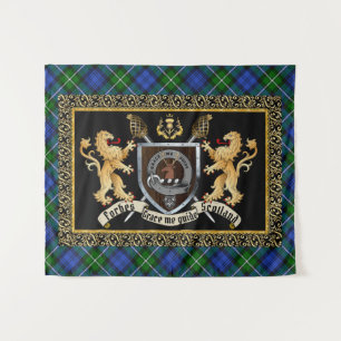 Forbes Clan Badge & Motto w/Lions   Tapestry