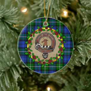 Forbes Clan Badge & Tartan Personalised Xmas  Ceramic Tree Decoration