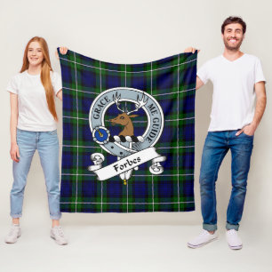 Forbes Modern Clan Badge Tartan Plaid Fleece Blanket