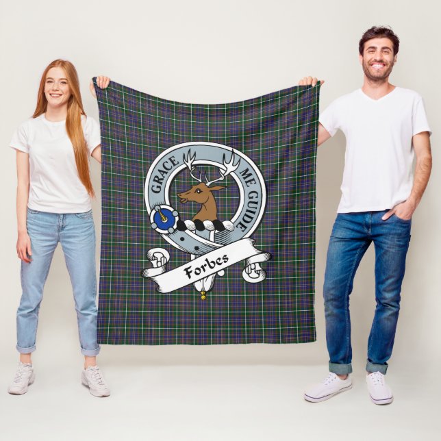 Forbes of Druinnor Clan Badge Tartan Plaid Fleece Blanket (In Situ)