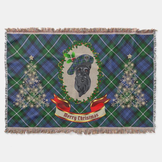 Forbes Scottie Dog Christmas Throw Blanket (Front)