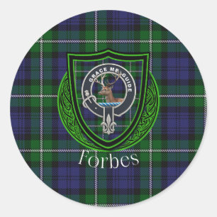 Forbes Scottish Clan Tartan & Crest Classic Round Sticker