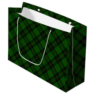 Forbes tartan green black plaid large gift bag