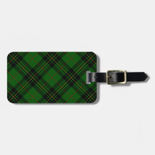Forbes tartan green black plaid luggage tag
