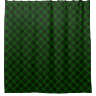 Forbes tartan green black plaid shower curtain