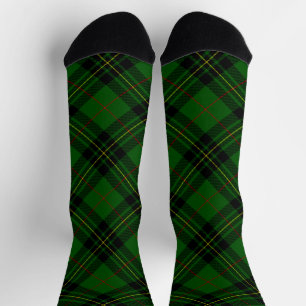 Forbes tartan green black plaid socks