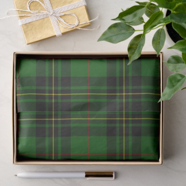 Forbes tartan green black plaid tissue paper (Gift)