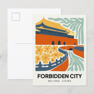 Forbidden City Beijing China travel floral art Postcard