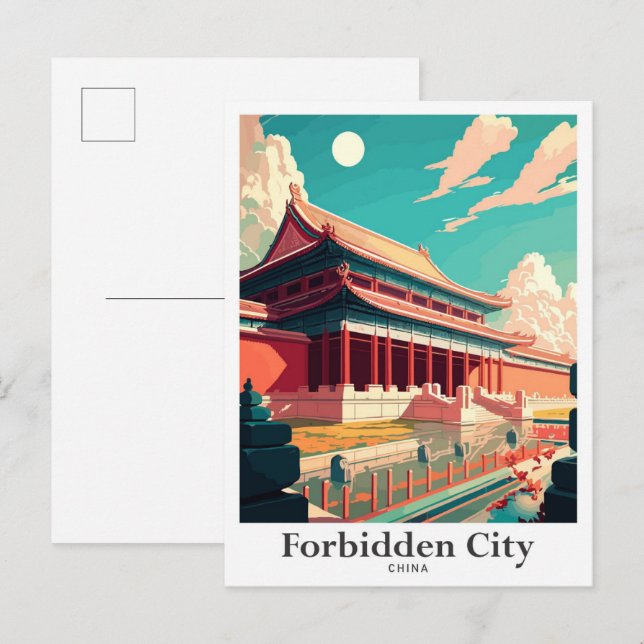 Forbidden City Beijing China Travel Illustration Postcard (Front/Back)
