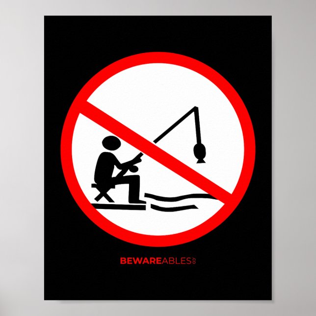 Forbidden fishing no fishing sign funny fish stop (Front)