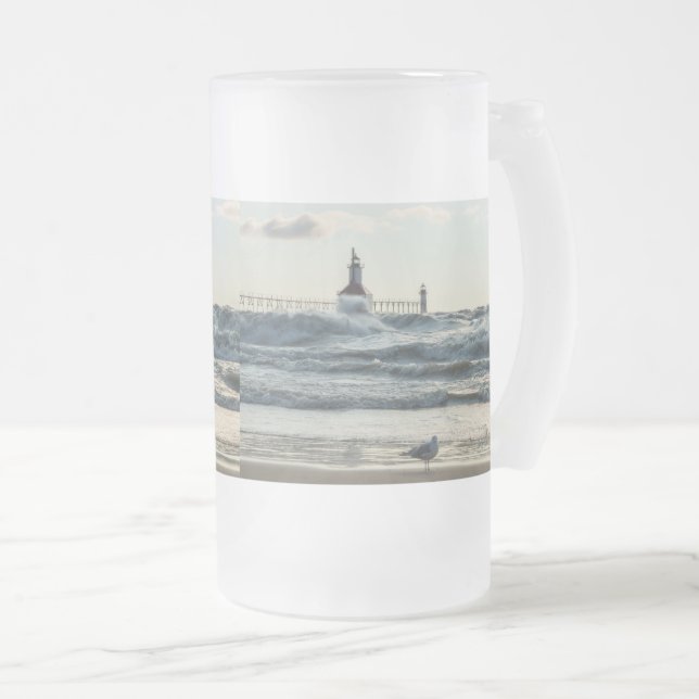 Force Behind Beauty Frosted Glass Beer Mug (Front Right)