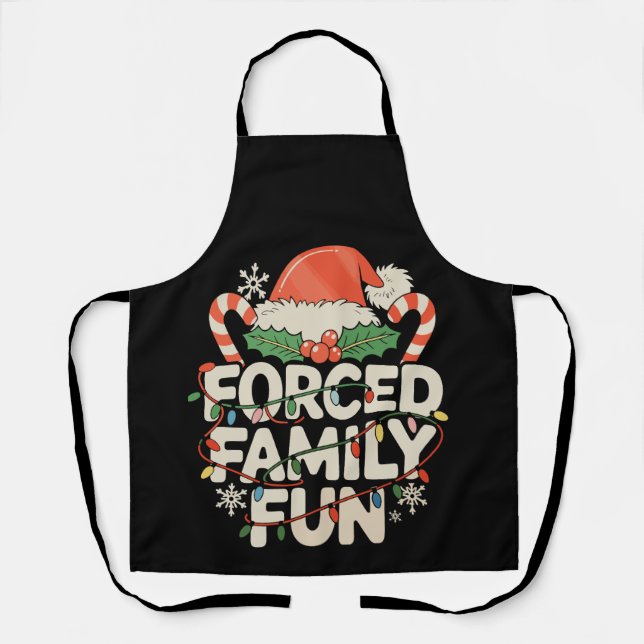 Forced Family Fun Christmas Santa Hat Xmas Holiday Apron (Front)