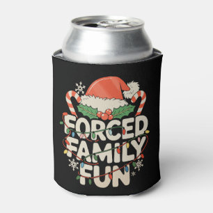 Forced Family Fun Christmas Santa Hat Xmas Holiday Can Cooler