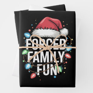 Forced Family Fun Sarcastic Christmas Funny Wrapping Paper Sheet