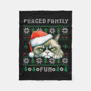 Forced Family Xmas Fun Funny Cat Lover Men Women C Fleece Blanket