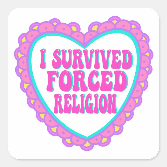 Forced Religion Pink Heart Valentine Square Sticker (Front)