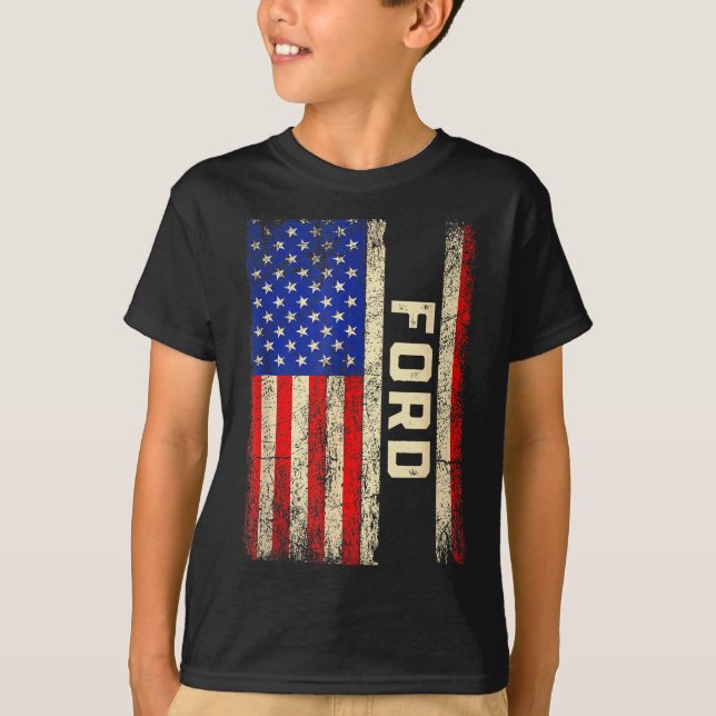 Ford Last Name Shirt Ford Name American Flag  (Front)