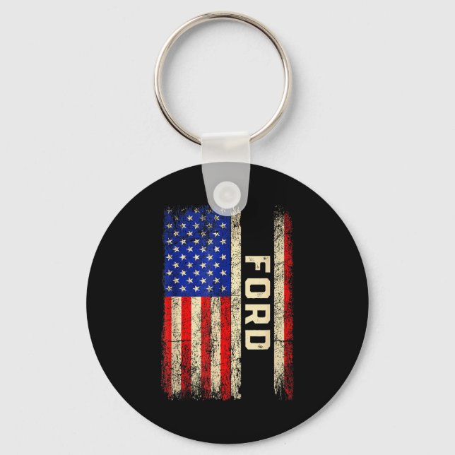 Ford Last Name Shirt Ford Name American Flag  Key Ring (Front)