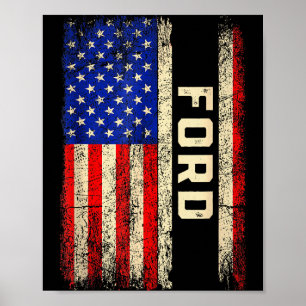 Ford Last Name Shirt Ford Name American Flag Poster
