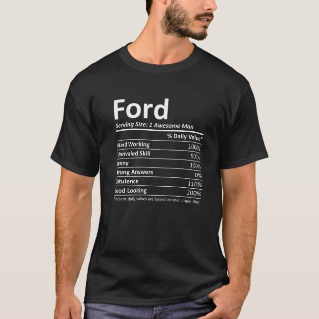 FORD Nutrition Funny Birthday Personalised Name Gi T-Shirt (Front)