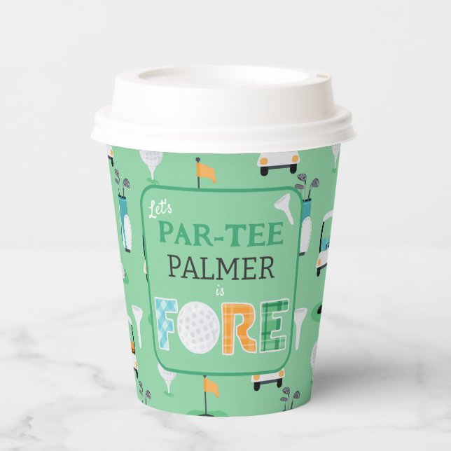 Fore, 4th Birthday Let's Par-tee Golf Party Paper Cups (Front)