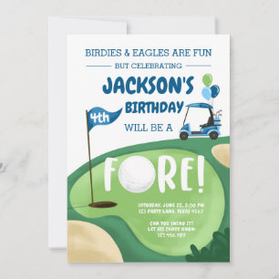 FORE Golf Boy Fourth Birthday Par-Tee Golfing Four Invitation
