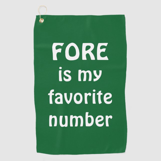Fore Is My Favourite Number Golf Funny Quote Towel (Front)