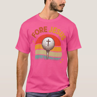 Fore Jesus Christian Golf Ball Tee Retro Golfer 70