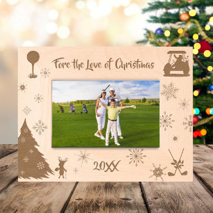Fore the Love of Christmas Golf Christmas Wooden  Etched Frames