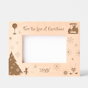 Fore the Love of Christmas Golf Christmas Wooden  Etched Frames
