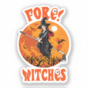 Fore! Witches Golf Stick Witch Riding Halloween