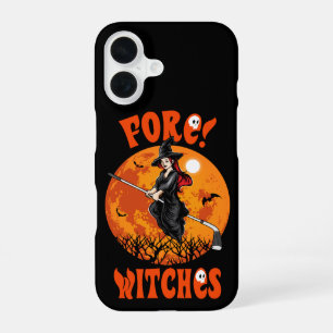 Fore! Witches Golf Stick Witch Riding Halloween iPhone 16 Case