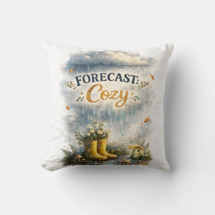 Forecast Cosy Rainy Day Cottagecore Design Cushion