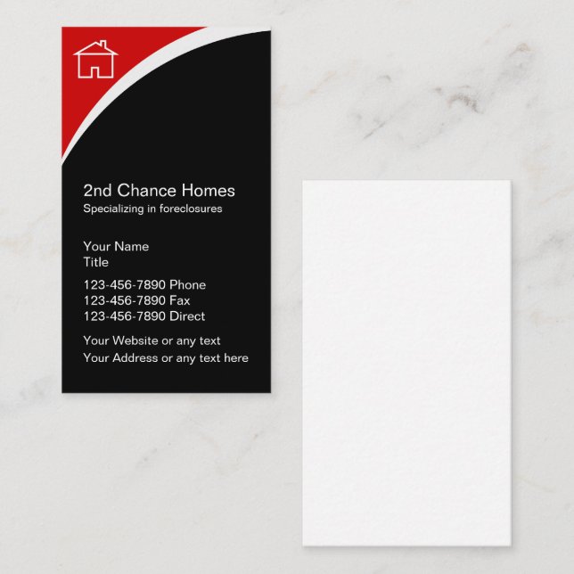Foreclosures Real Estate Business Cards (Front/Back)