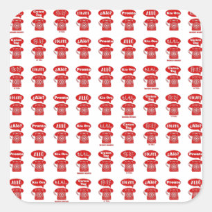 Foreign Language greetings telephone pattern Square Sticker