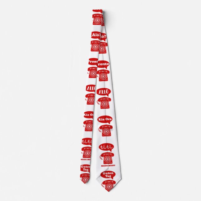 Foreign Language greetings telephone pattern Tie (Back)