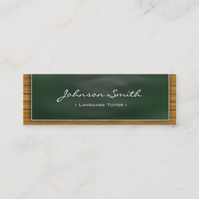 Foreign Language Tutor - Cool Blackboard Personal Mini Business Card (Front)