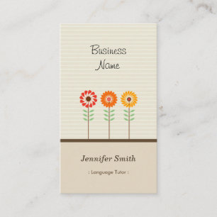 Foreign Language Tutor - Cute Floral Theme Business Card