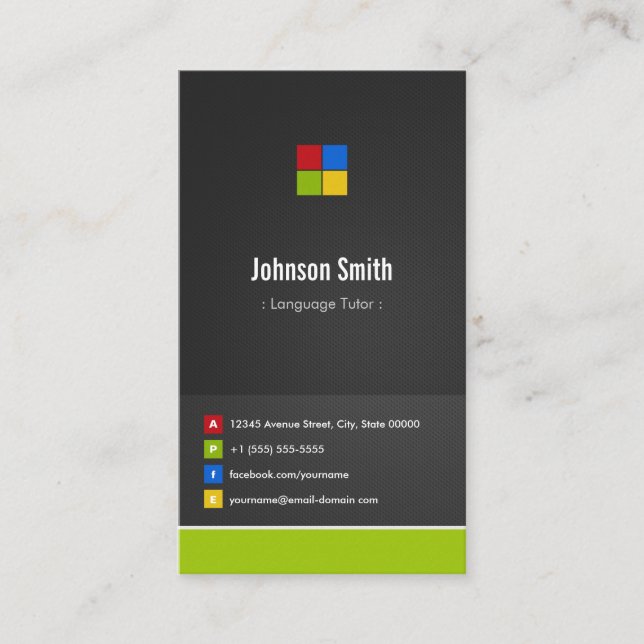 Foreign Language Tutor - Premium Creative Colourfu Business Card (Front)