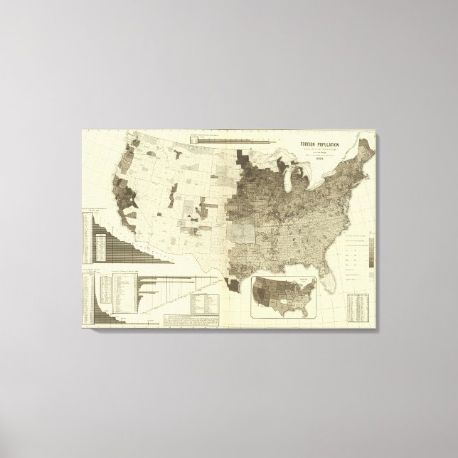 Foreign population by counties canvas print (Front)