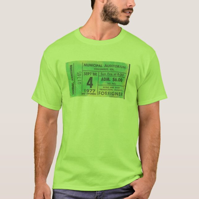 Foreigner 1977 first tour ticket stub T-Shirt (Front)