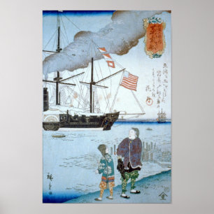 Foreigners Ship, Hiroshige Japanese Fine Art Poster