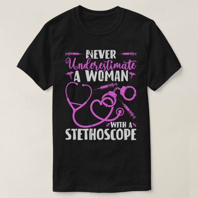 Forensic Nursing Stethoscope Correctional Nurse T-Shirt (Design Front)