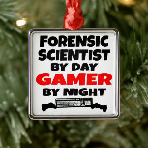 Forensic Scientist Loves Playing Video Games Metal Tree Decoration