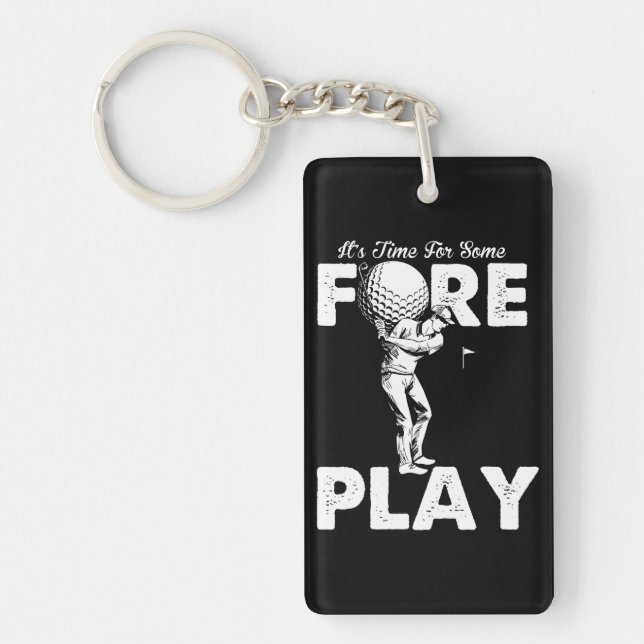 Foreplay Innuendo Funny Golf Adult Humour Key Ring (Front)