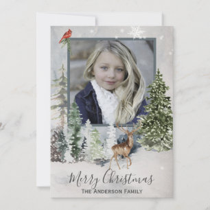 Fores Woodland Simple Photo Merry Christmas Holiday Card