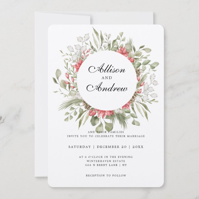 Foreset Foliage Winter Wedding Invitation (Front)
