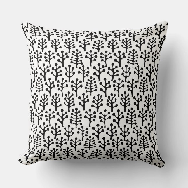 Forest 230823 - Black on White Cushion (Front)